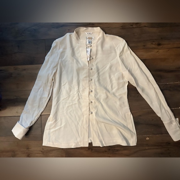 Talbots Pure Silk Mandarin Knot Blouse | Size 6 | NWT - Picture 1 of 3